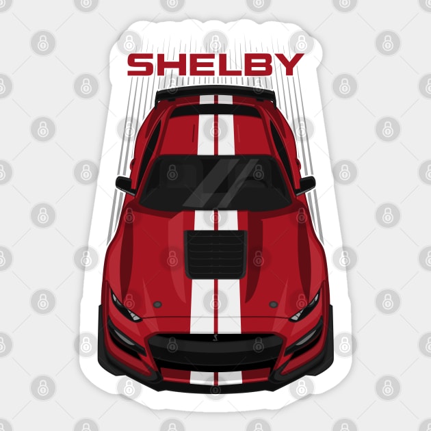 Ford Mustang Shelby GT500 2020-2021 - Rapid Red - White Stripes Sticker by V8social